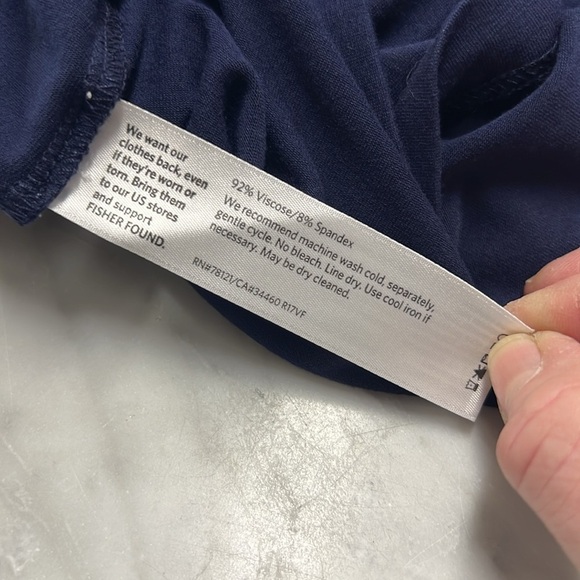 Eileen Fisher Navy Viscose Spandex Blend Jersey Knit Dress Quarter Sleeve L/P - Picture 7 of 7